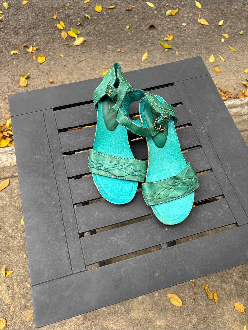 PIKOLINOS Teal Braided Strap Women's Sandals